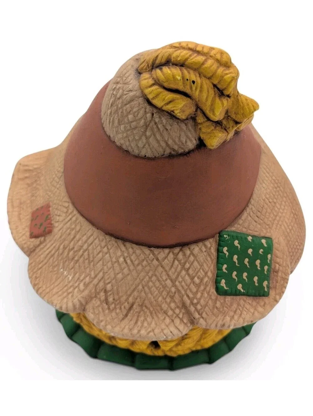 Vintage Halloween Scarecrow Pumpkin Jack O Lantern Resin Tealight Candle Holder